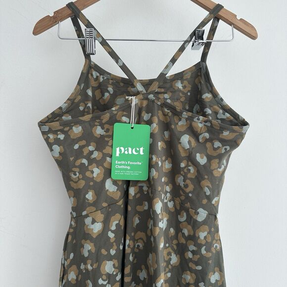 PACT Dress Womens XL Fit And Flare Midi Sundress Pockets Leopard Organic Cotton - Picture 8 of 10